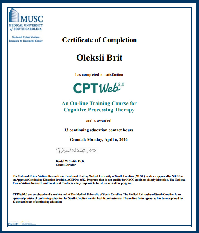 Сертифікат CPTWeb 2.0 від Medical University of South Carolina